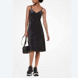 MICHAEL Michael Kors Black Midi Velvet Dress, Small NWT